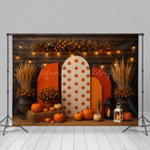 Lofaris Fall Pumpkins Sweet Wooden Boho Wedding Backdrop